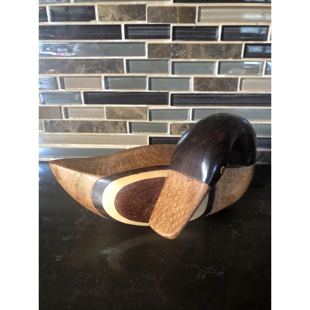 Vintage Hand Carved Multi‎ Wood Duck Carving Numbered